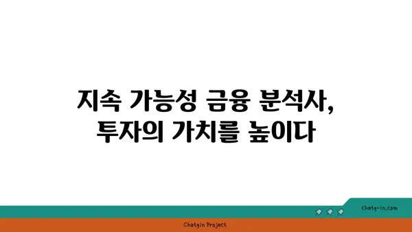 지속 가능한 투자의 미래를 이끌다| 지속 가능성 금융 분석사 인증 | ESG, 사회적 책임 투자, 지속 가능한 금융