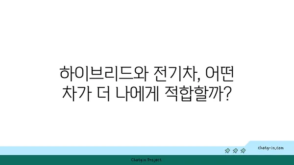 하이브리드 vs 전기 자동차| 당신에게 맞는 선택은? | 장단점 비교, 구매 가이드, 친환경 자동차