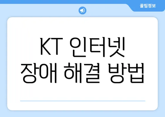 KT 인터넷 장애 해결 방법