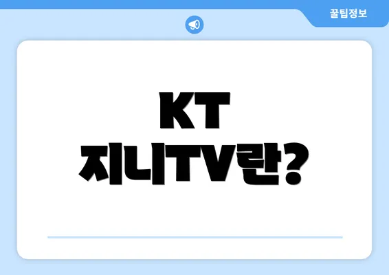 KT 지니TV란?