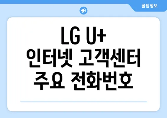 LG U+ 인터넷 고객센터 주요 전화번호