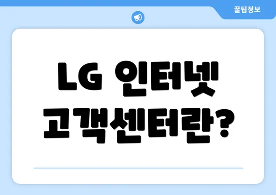 LG 인터넷 고객센터란?