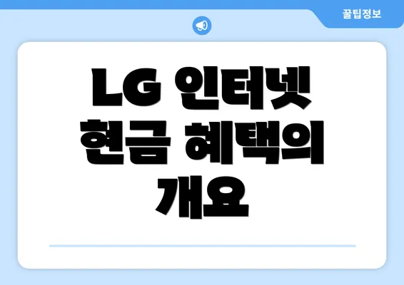 LG 인터넷 현금 혜택의 개요