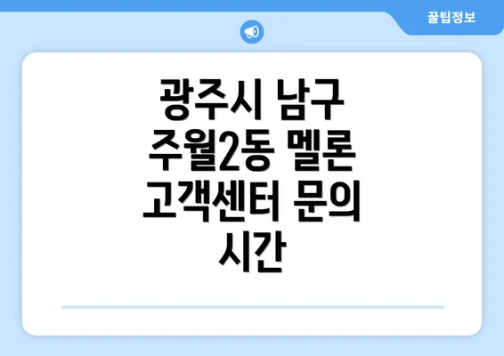 광주시 남구 주월2동 멜론 고객센터 문의 시간