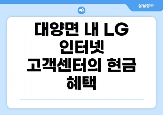 대양면 내 LG 인터넷 고객센터의 현금 혜택