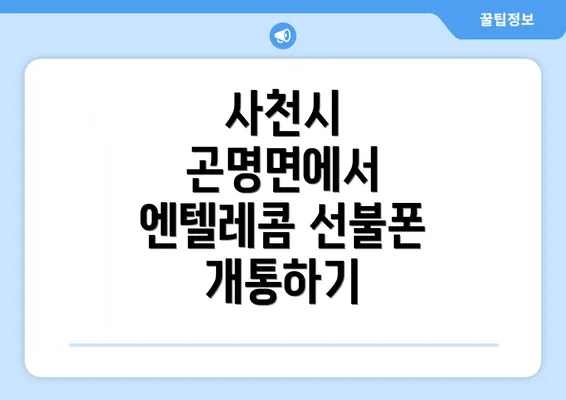 사천시 곤명면에서 엔텔레콤 선불폰 개통하기