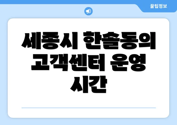 세종시 한솔동의 고객센터 운영 시간