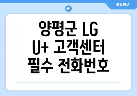 양평군 LG U+ 고객센터 필수 전화번호