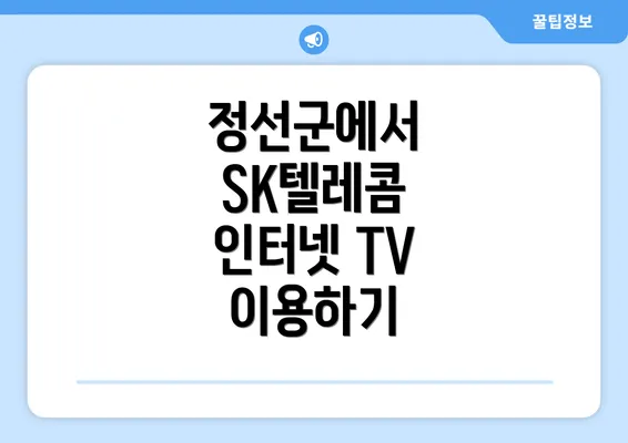 정선군에서 SK텔레콤 인터넷 TV 이용하기