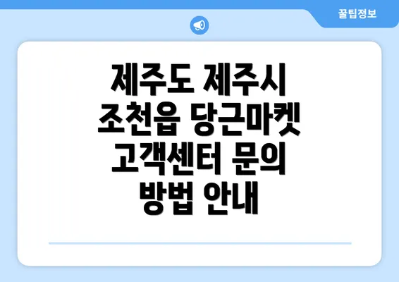 제주도 제주시 조천읍 당근마켓 고객센터 문의 방법 안내