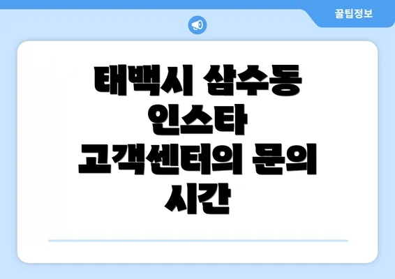 태백시 삼수동 인스타 고객센터의 문의 시간