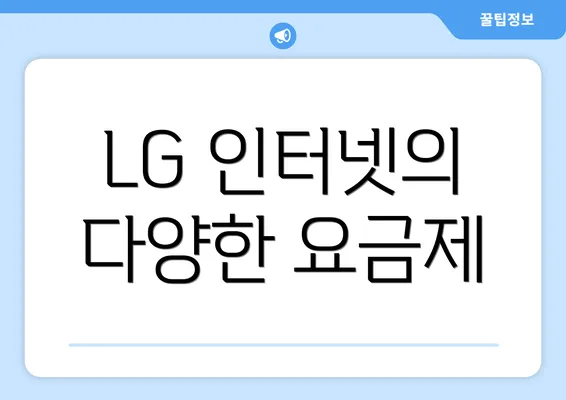 LG 인터넷의 다양한 요금제