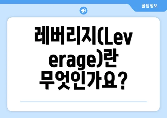 레버리지(Leverage)란 무엇인가요?