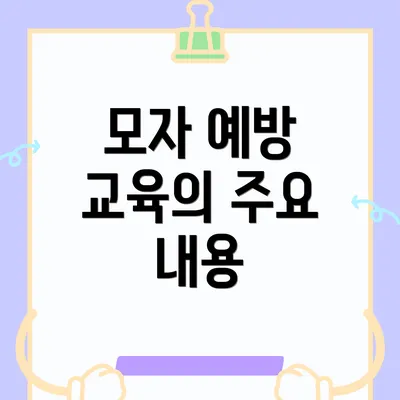 모자 예방 교육의 주요 내용