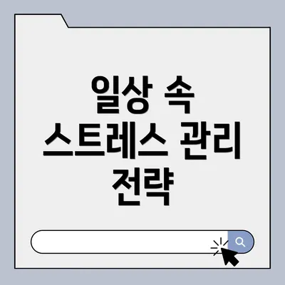 일상 속 스트레스 관리 전략