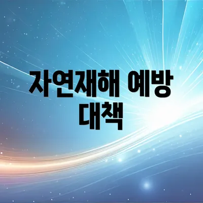 자연재해 예방 대책