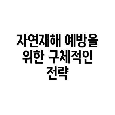 자연재해 예방을 위한 구체적인 전략