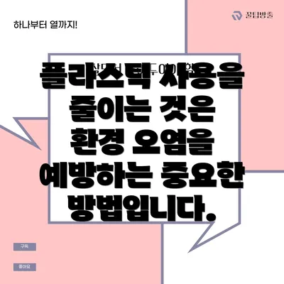 플라스틱 사용을 줄이는 것은 환경 오염을 예방하는 중요한 방법입니다.