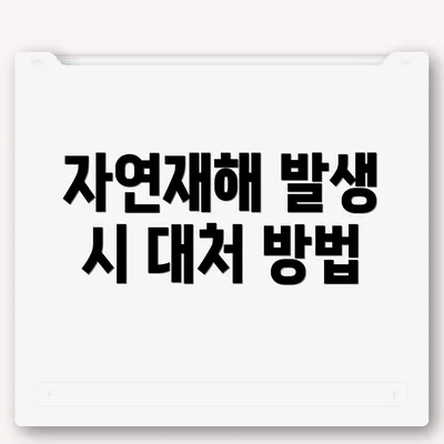 자연재해 발생 시 대처 방법
