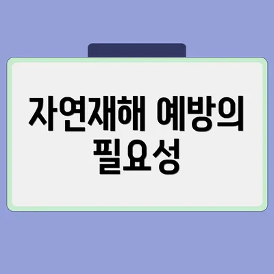 자연재해 예방의 필요성