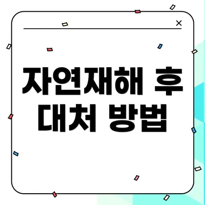 자연재해 후 대처 방법
