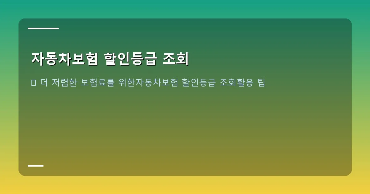 자동차보험 할인등급 조회 - 자동차 사고 현장과 보험 처리 서류